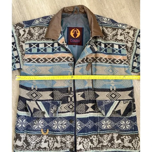 EikoWada EW Southwest Jacket Vintage Wool Blend Blanket Coat Cozy Cabin Gorpcore - Picture 7 of 9